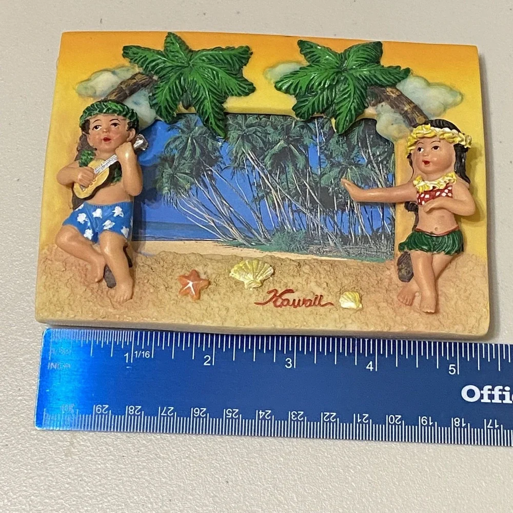 Hawaiian Hula Boy & Girl Photo Picture Frame Beach Palm Trees in Hawaii Tropical